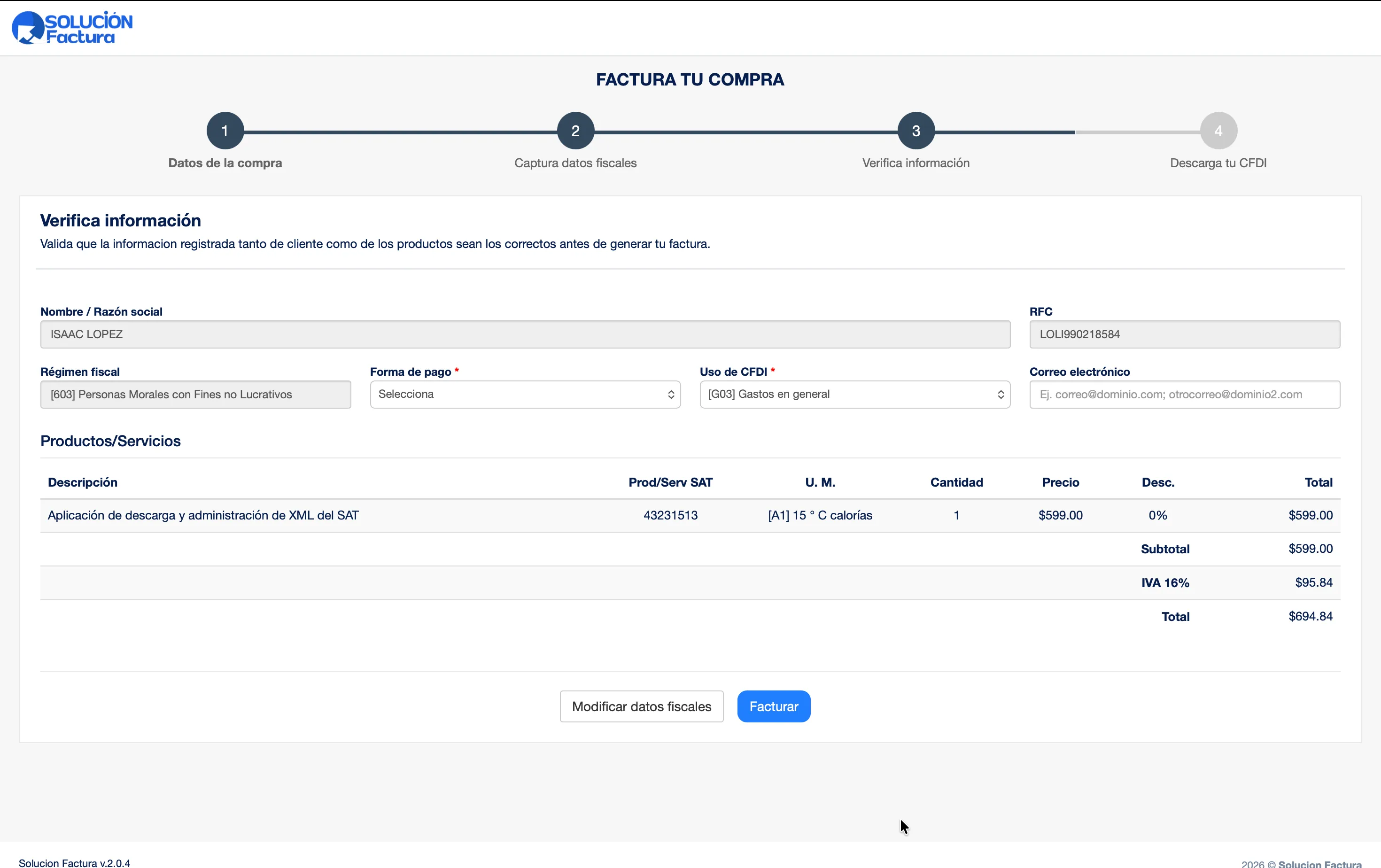 Permite que tus clientes generen sus propias facturas desde tu sitio.