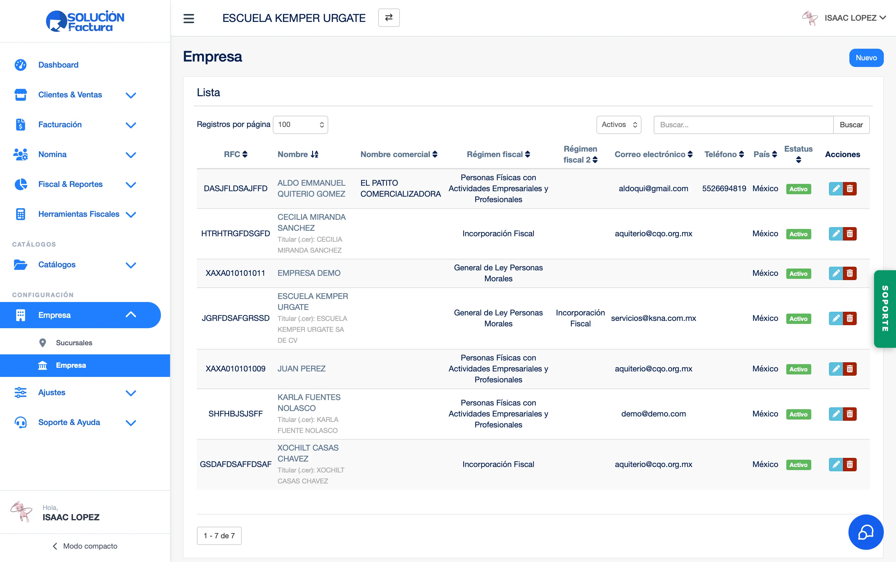 Administra multiples RFCs desde una sola cuenta operativa.
